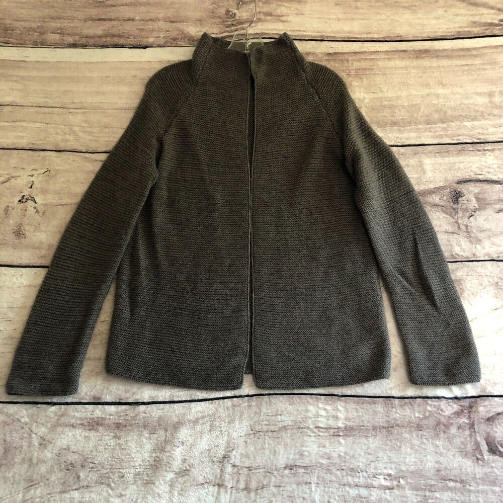Boden Sweater Womens 4 Gray Alpaca Wool Chunky Knit Long Open Front Cardigan